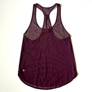 Lululemon 105 Singlet Tank Top *Mesh Burgundy Purple size 8/M Racerback Sheer